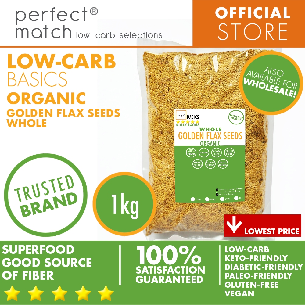 PerfectMatch Low-carb® l Golden Flax Seeds Whole I Low-carb l Keto-Friendly l Paleo-Friendly l Gluten-Free l Diabetic- Friendly l Vegan l Good Source of Fiber