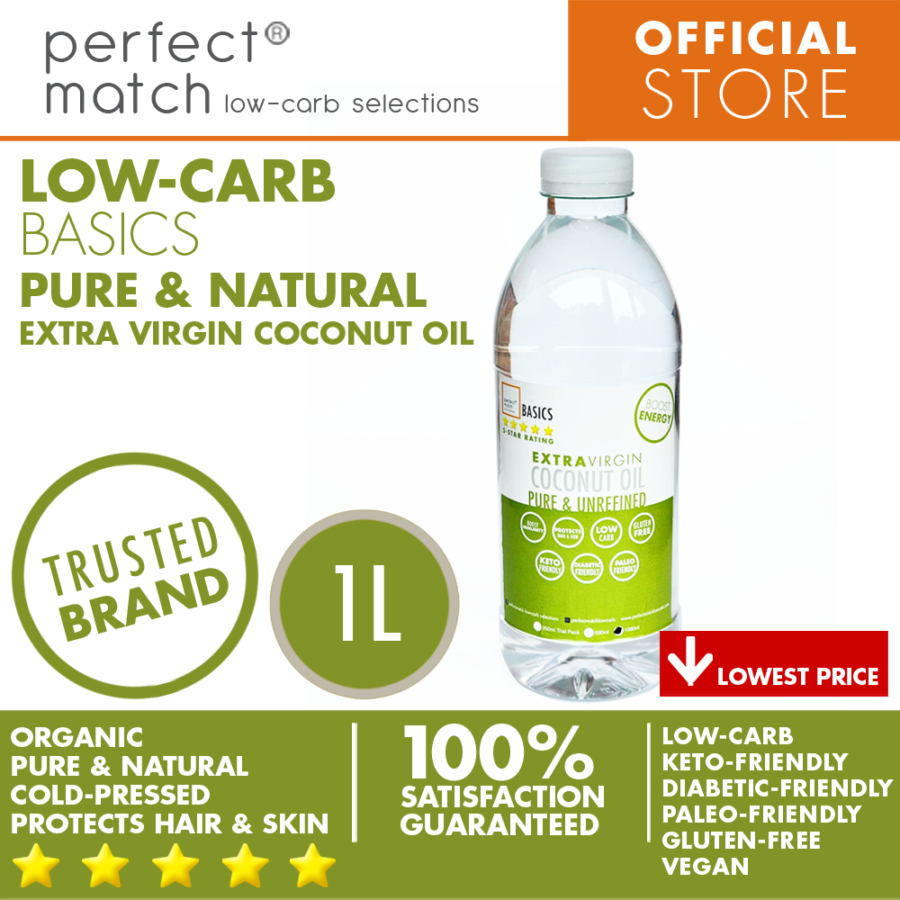 PerfectMatch Low-carb l Extra Virgin Coconut Oil I Cold Pressed & Unrefined I Low-carb l Keto-Friendly I Gluten-Free I Vegan