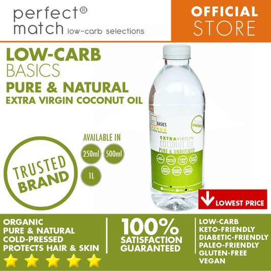 PerfectMatch Low-carb l Extra Virgin Coconut Oil I Cold Pressed & Unrefined I Low-carb l Keto-Friendly I Gluten-Free I Vegan