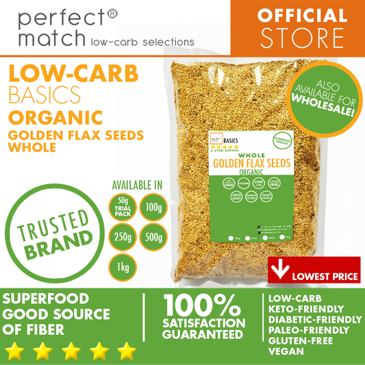 PerfectMatch Low-carb® l Golden Flax Seeds Whole I Low-carb l Keto-Friendly l Paleo-Friendly l Gluten-Free l Diabetic- Friendly l Vegan l Good Source of Fiber