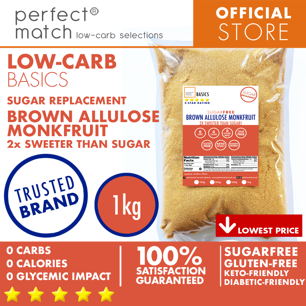 PerfectMatch Low-carb® l Brown Allulose Monkfruit Blend I Sugar-Free I Low-carb I Keto-Friendly I Gluten-Free I Sugar Replacement