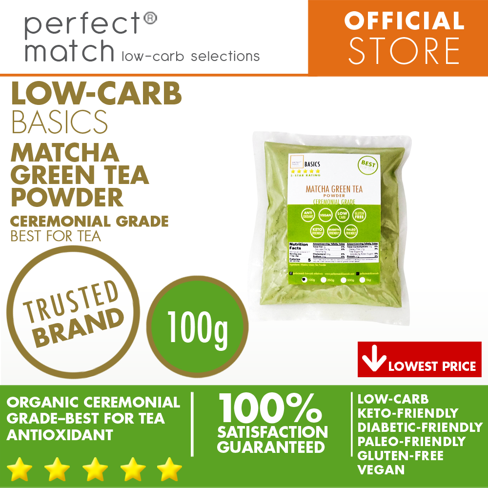 PerfectMatch Low-carb® l Matcha Green Tea Powder l Ceremonial Grade I Keto-Friendly l Paleo-Friendly l Gluten-Free l Diabetic- Friendly l Best for Matcha Tea