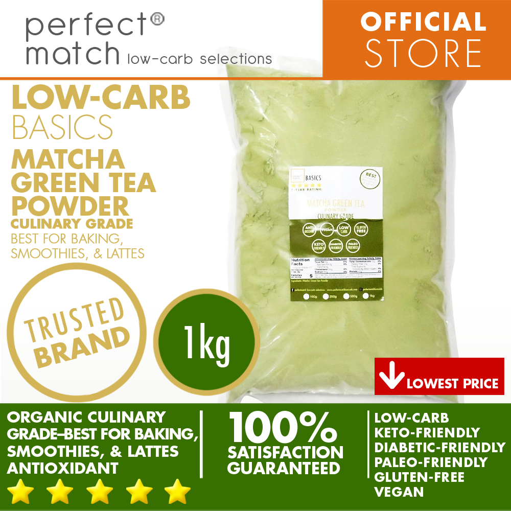 PerfectMatch Low-carb® l Matcha Green Tea Powder l Culinary Grade I Keto-Friendly l Paleo-Friendly l Gluten-Free l Diabetic- Friendly l Best for Baking and SmoothiesFree l Diabetic- Friendly l Best for Matcha Tea