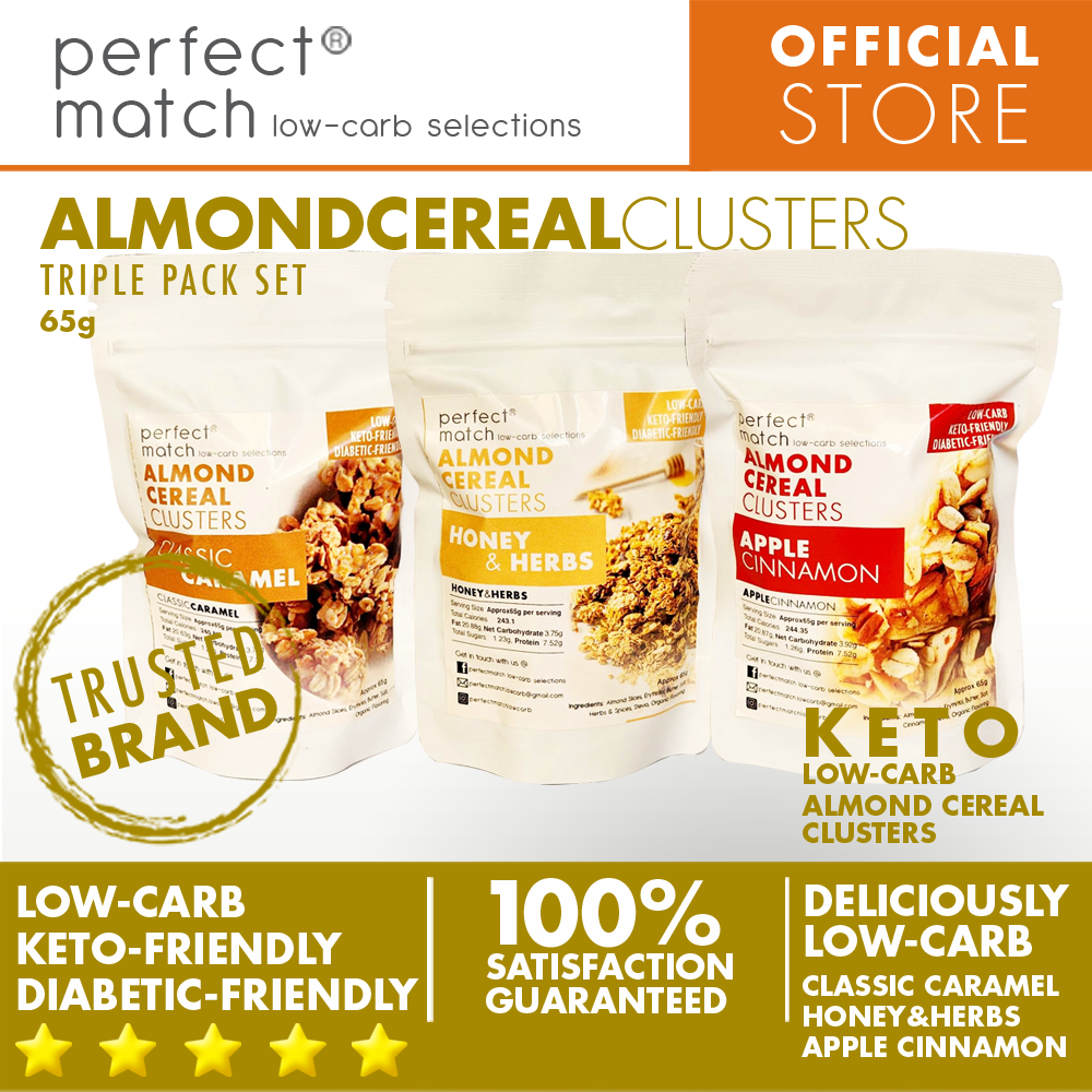 PerfectMatch Low-carb® l Keto Almond Cereal Clusters l Apple Cinnamon l 65 grams l Sugar-free