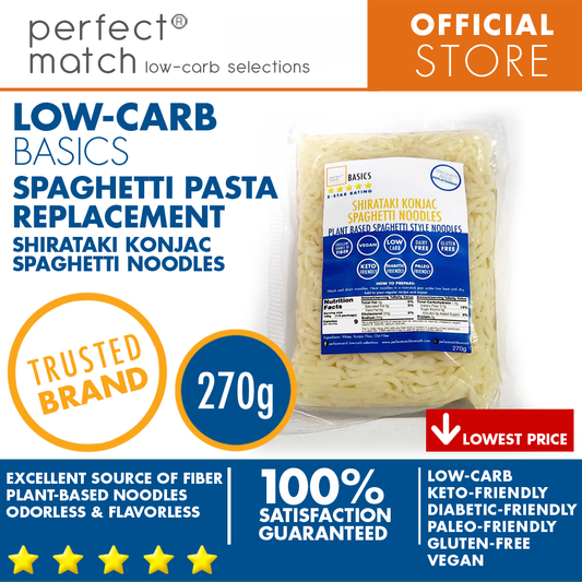 PerfectMatch Low-carb® l Shirataki Konjac Spaghetti I Low-carb l Keto-Friendly l Paleo-Friendly l Gluten-Free l Diabetic- Friendly l Vegan l Good Source of Fiber l Spaghetti Pasta Alternative