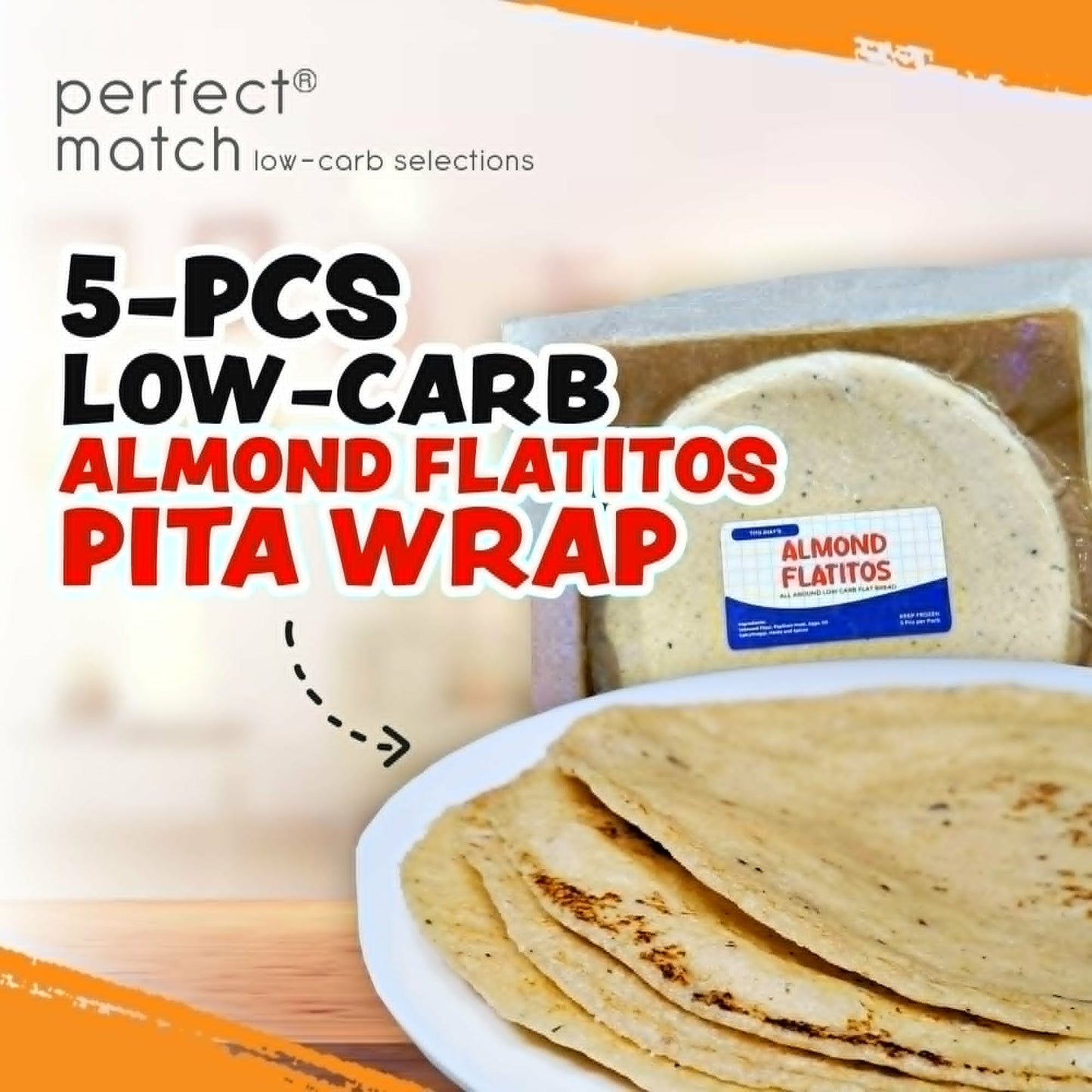 PerfectMatch Low-carb® I 5-pcs Almond Flatitos Pita Wrap