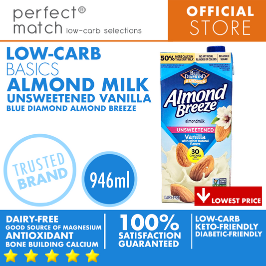 PerfectMatch Low-carb® I Blue Diamond Almond Breeze Almond Milk Unsweetened Vanilla I Low-carb I Keto-friendly I 946ml