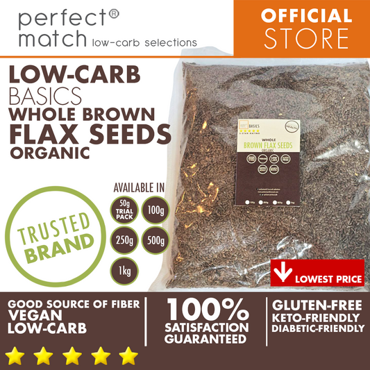 PerfectMatch Low-carb® I Brown Flax Seeds Whole I Low-carb I Keto Friendly I Gluten Free I Vegan I Good Source of Fiber