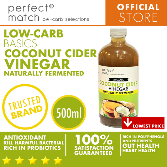 PerfectMatch Low-carb® I Coconut Cider Vinegar I Naturally Fermented I Low-carb I Keto-friendly I Sugar-free I Zero Calorie I Gluten Free I 500ml