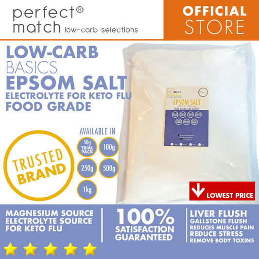 PerfectMatch Low-carb® I Epsom Salt I Electrolyte Source I Food Grade I Low-carb I Keto Friendly