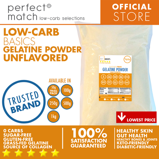 PerfectMatch Low-carb I Gelatin Powder I Grass Fed I Unflavored I Thickener & Stabilizer I Low-carb I Keto Friendly