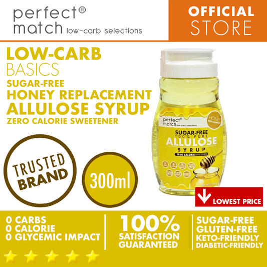 PerfectMatch Low-carb® | Pure Allulose Syrup | Sugar-Free I Honey Replacement | Low-carb I Keto-Friendly I Gluten Free I Zero Calorie I 300ml