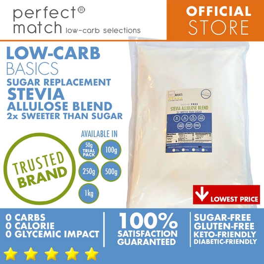 PerfectMatch Low-carb® I Stevia Allulose Blend I Sugar-Free I Low-carb I Keto-Friendly l Gluten-Free l Sugar Replacement