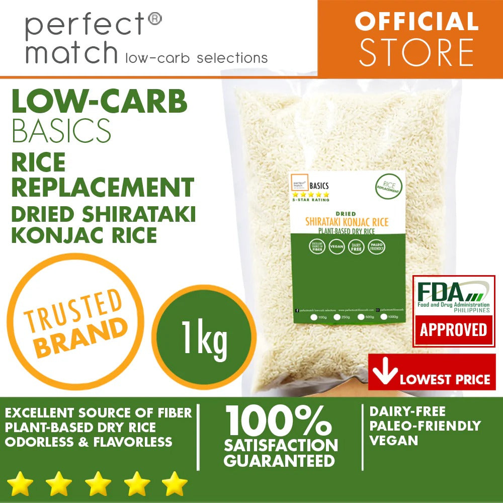 PerfectMatch Low-carb® l Dried Shirataki Konjac Rice 5KG I Paleo-Friendly l Vegan l Good Source of Fiber l Rice Alternative
