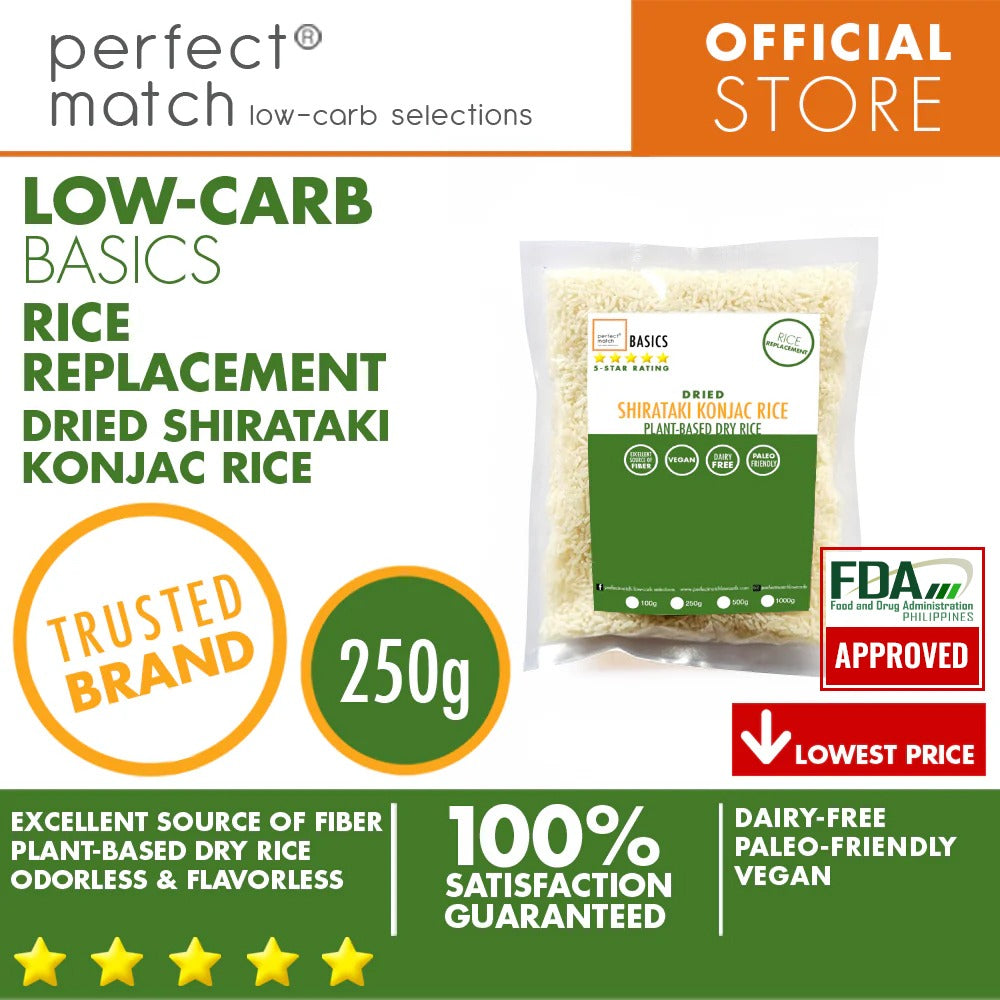 PerfectMatch Low-carb® l Dried Shirataki Konjac Rice I Paleo-Friendly l Vegan l Good Source of Fiber l Rice Alternative