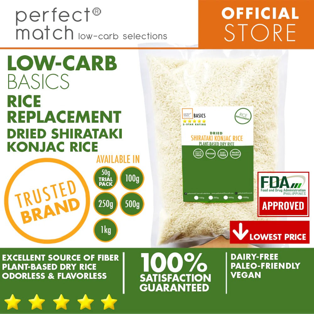 PerfectMatch Low-carb® l Dried Shirataki Konjac Rice I Paleo-Friendly l Vegan l Good Source of Fiber l Rice Alternative