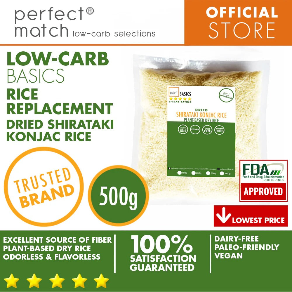 PerfectMatch Low-carb® l Dried Shirataki Konjac Rice I Paleo-Friendly l Vegan l Good Source of Fiber l Rice Alternative