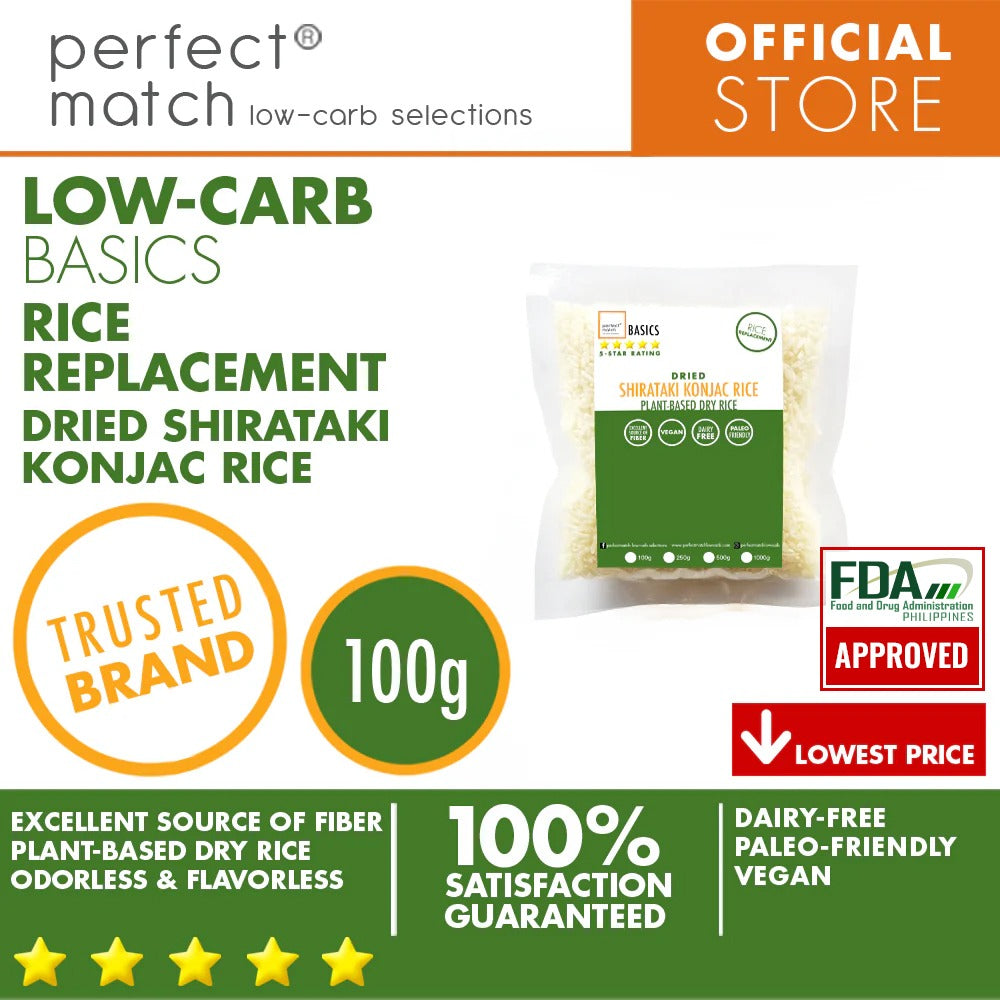PerfectMatch Low-carb® l Dried Shirataki Konjac Rice I Paleo-Friendly l Vegan l Good Source of Fiber l Rice Alternative