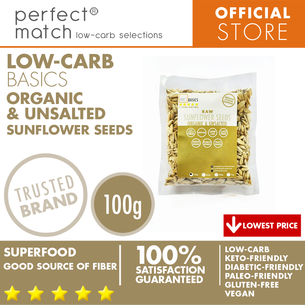 PerfectMatch Low-carb® l Raw Sunflower Seeds I Low-carb l Keto-Friendly l Paleo-Friendly l Gluten-Free l Diabetic- Friendly l Vegan l Good Source of Fiber