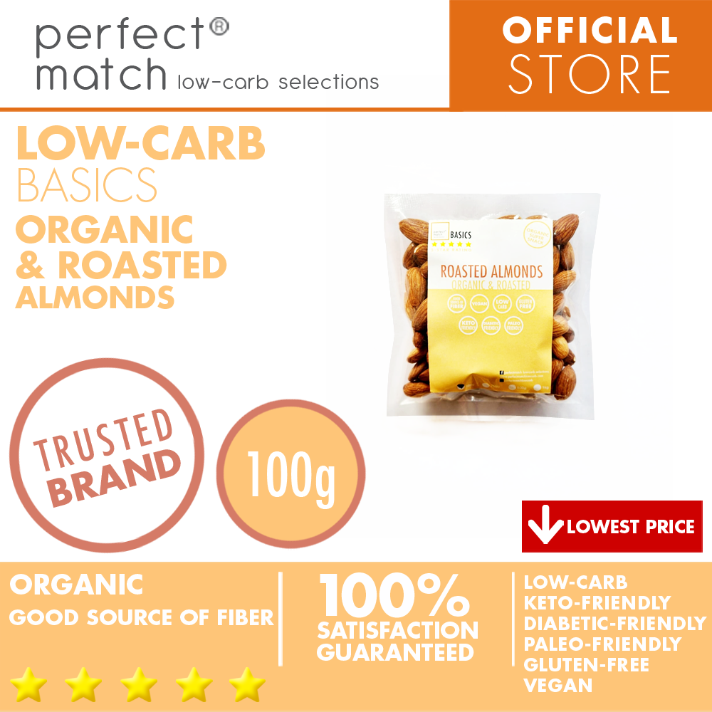 PerfectMatch Low-carb® l Roasted Almonds I Low-carb l Keto-Friendly l Paleo-Friendly l Gluten-Free l Diabetic- Friendly l Vegan l Good Source of Fiber