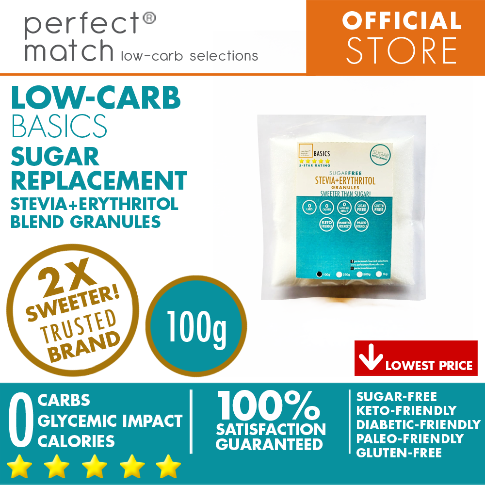PerfectMatch Low-carb® l Erythritol Stevia Blend Granules I Sugar-Free l Keto-Friendly l Paleo-Friendly l Gluten-Free l Sugar Replacement