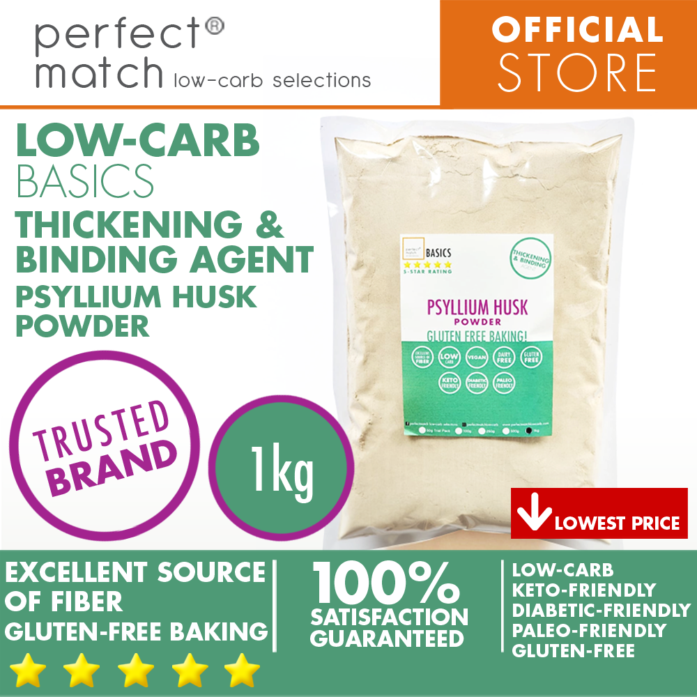 PerfectMatch Low-carb® l Psyllium Husk Powder I Low-carb l Keto-Friendly l Paleo-Friendly l Gluten-Free l Diabetic- Friendly l Vegan l Thickening & Binding Agent