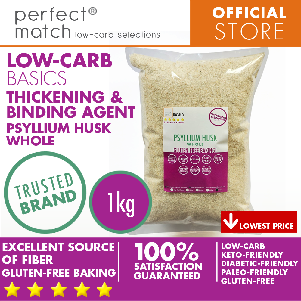PerfectMatch Low-carb® l Psyllium Husk Whole I Low-carb l Keto-Friendly l Paleo-Friendly l Gluten-Free l Diabetic- Friendly l Vegan l Thickening & Binding Agent I NEW PRODUCT!