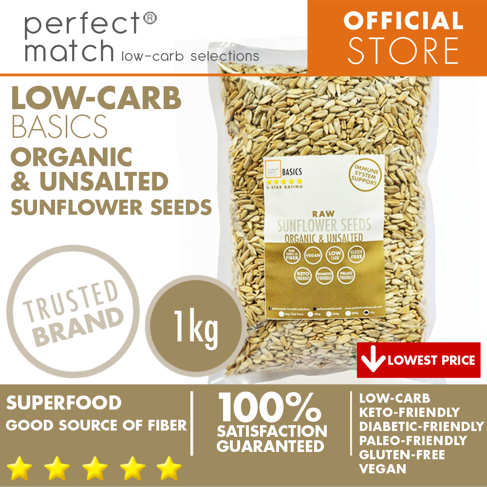 PerfectMatch Low-carb® l Raw Sunflower Seeds I Low-carb l Keto-Friendly l Paleo-Friendly l Gluten-Free l Diabetic- Friendly l Vegan l Good Source of Fiber