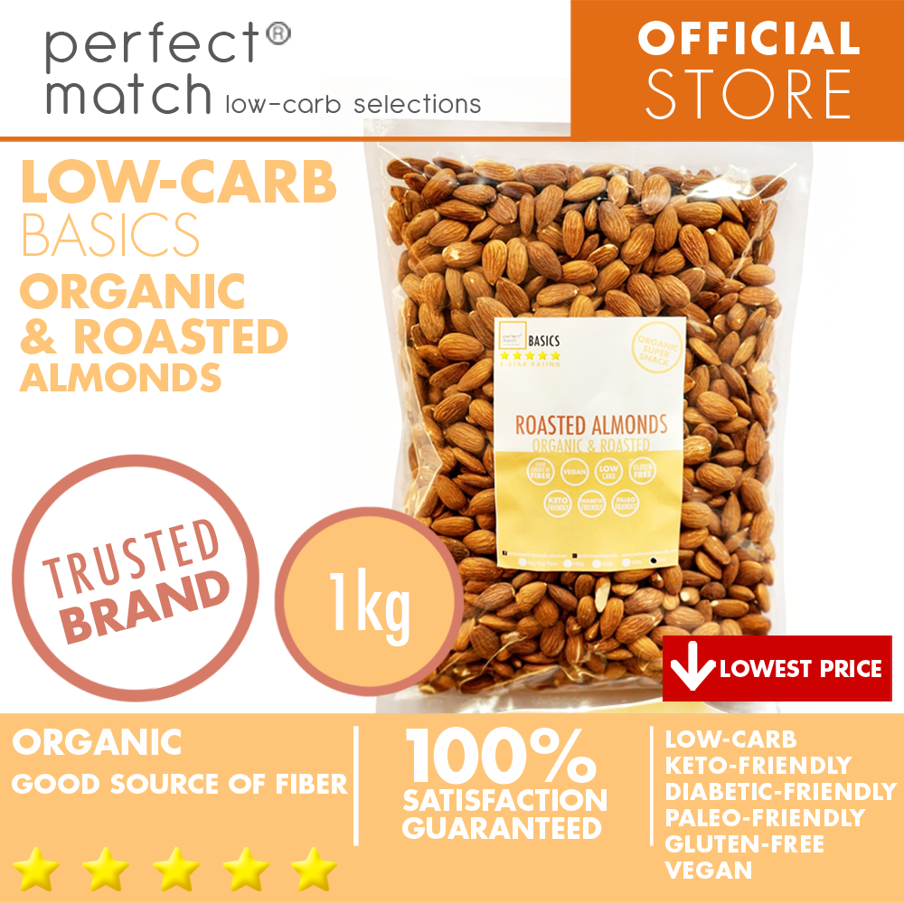 PerfectMatch Low-carb® l Roasted Almonds I Low-carb l Keto-Friendly l Paleo-Friendly l Gluten-Free l Diabetic- Friendly l Vegan l Good Source of Fiber