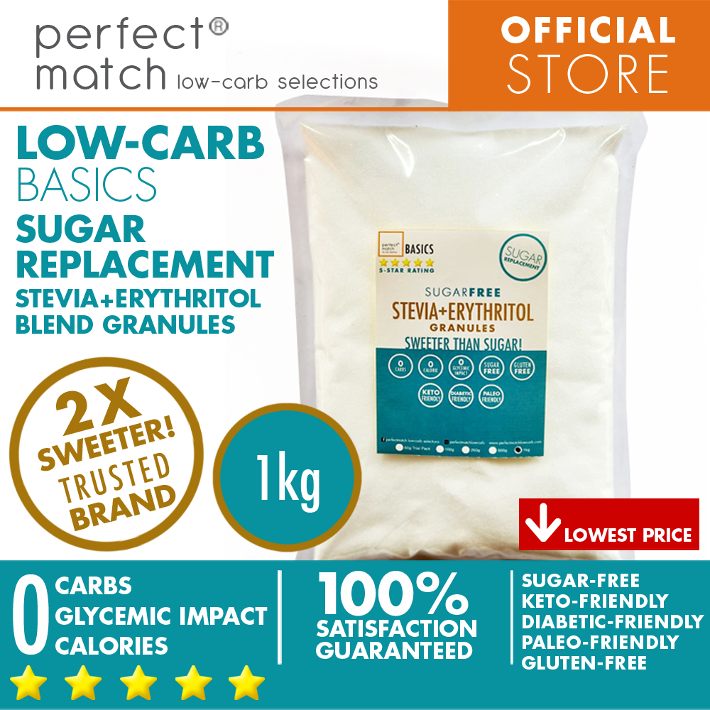 PerfectMatch Low-carb® l Erythritol Stevia Blend Granules I Sugar-Free l Keto-Friendly l Paleo-Friendly l Gluten-Free l Sugar Replacement