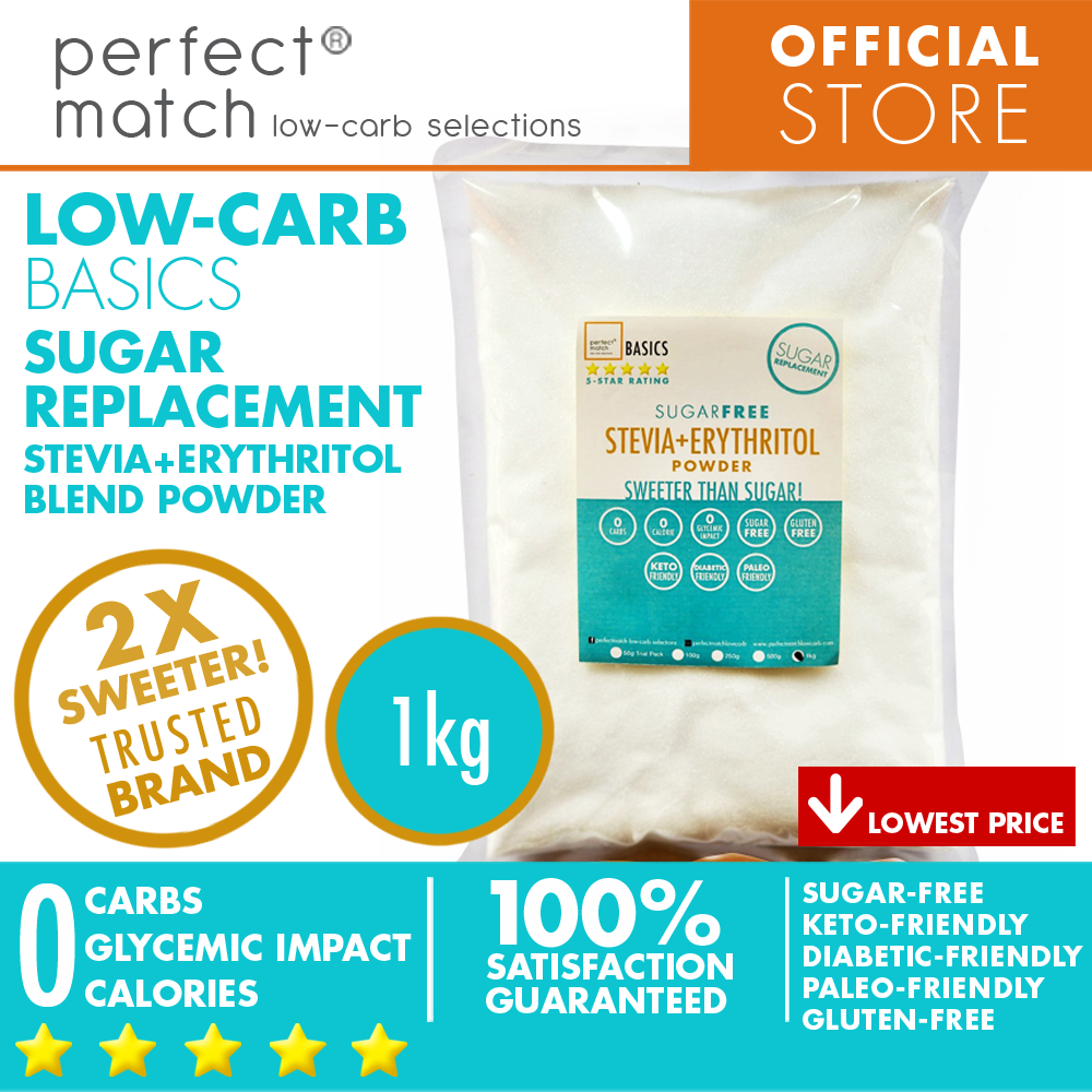 PerfectMatch Low-carb® l Erythritol Stevia Blend Powder I Sugar-Free l Keto-Friendly l Paleo-Friendly l Gluten-Free l Sugar Replacement