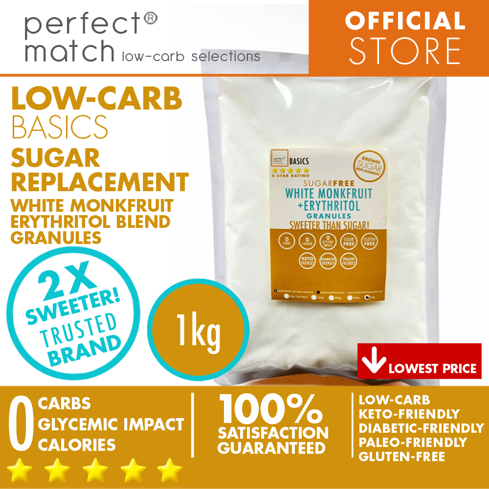 PerfectMatch Low-carb® l White Monkfruit Erythritol Blend Granules I Sugar-Free l Keto-Friendly l Paleo-Friendly l Gluten-Free l Sugar Replacement