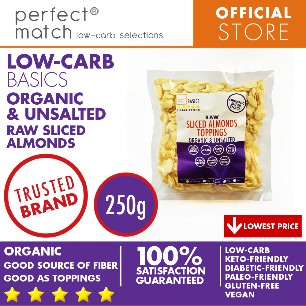 PerfectMatch Low-carb® l Sliced Almonds I Low-carb l Keto-Friendly l Paleo-Friendly l Gluten-Free l Diabetic- Friendly l Vegan l Good Source of Fiber