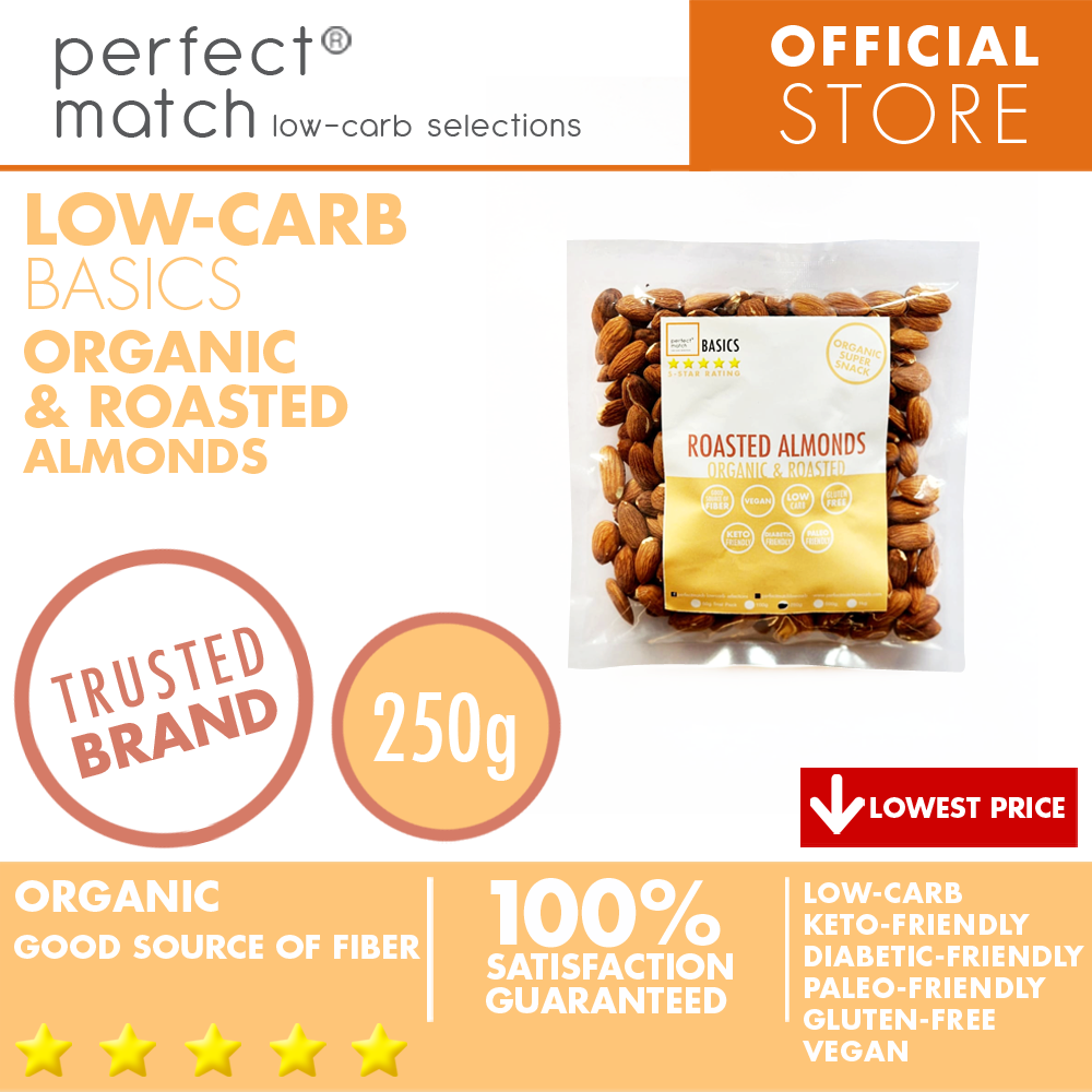 PerfectMatch Low-carb® l Roasted Almonds I Low-carb l Keto-Friendly l Paleo-Friendly l Gluten-Free l Diabetic- Friendly l Vegan l Good Source of Fiber