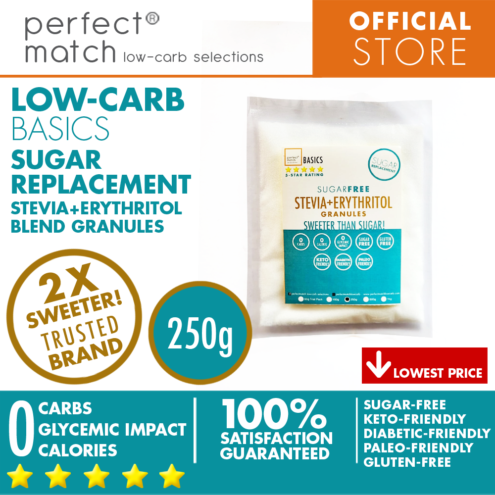 PerfectMatch Low-carb® l Erythritol Stevia Blend Granules I Sugar-Free l Keto-Friendly l Paleo-Friendly l Gluten-Free l Sugar Replacement