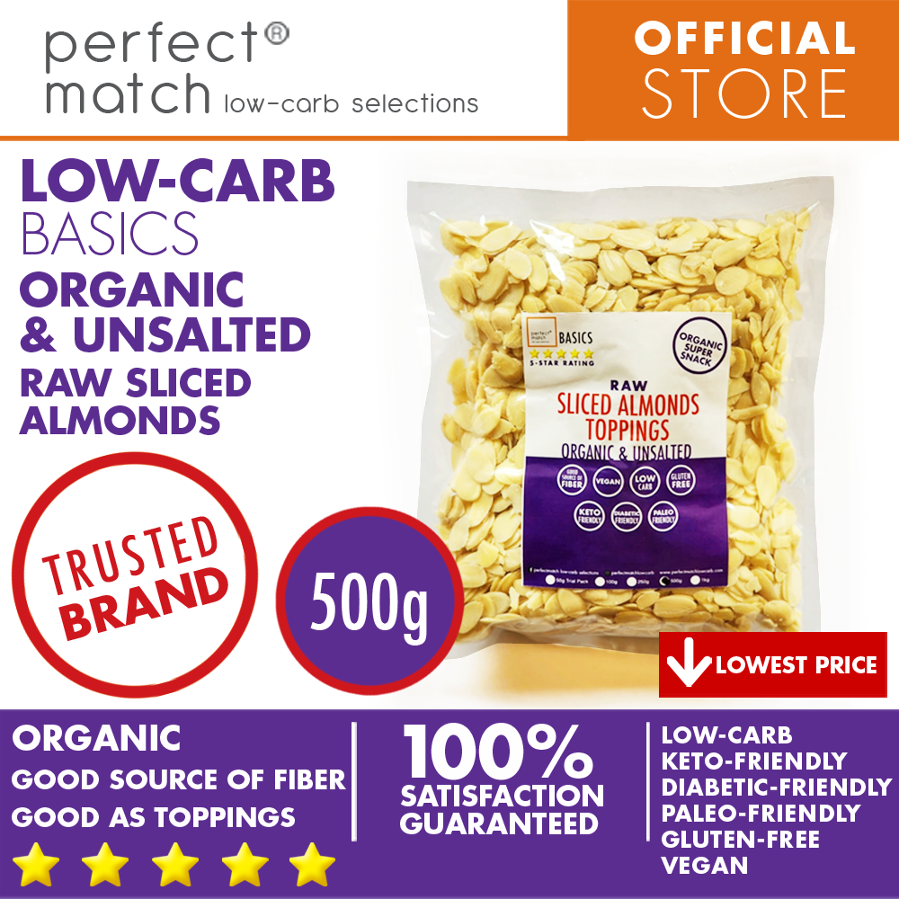 PerfectMatch Low-carb® l Sliced Almonds I Low-carb l Keto-Friendly l Paleo-Friendly l Gluten-Free l Diabetic- Friendly l Vegan l Good Source of Fiber