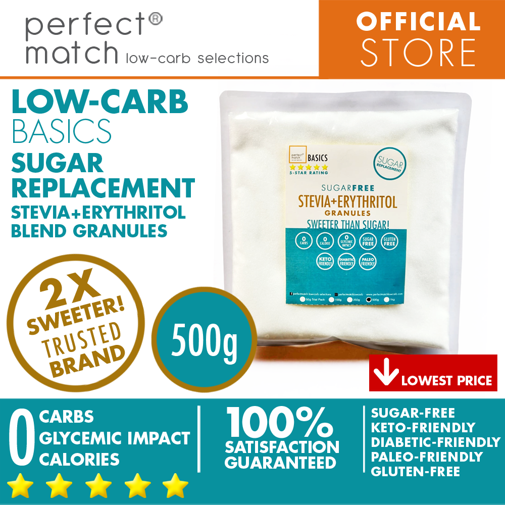 PerfectMatch Low-carb® l Erythritol Stevia Blend Granules I Sugar-Free l Keto-Friendly l Paleo-Friendly l Gluten-Free l Sugar Replacement