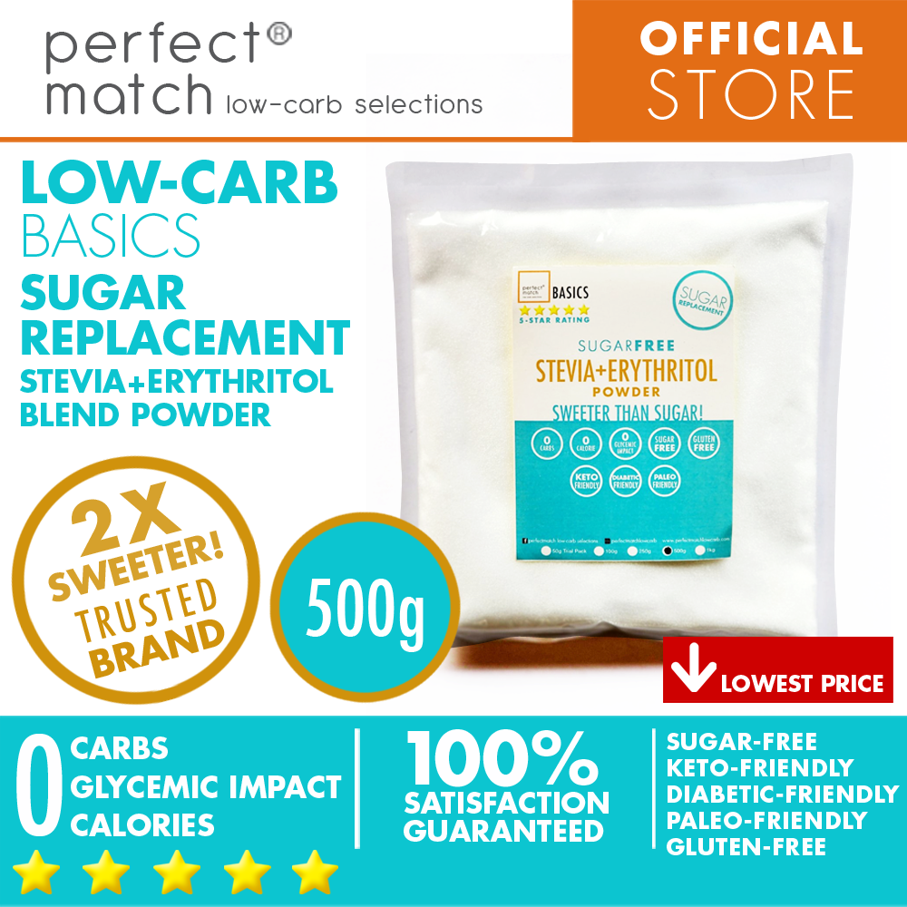 PerfectMatch Low-carb® l Erythritol Stevia Blend Powder I Sugar-Free l Keto-Friendly l Paleo-Friendly l Gluten-Free l Sugar Replacement