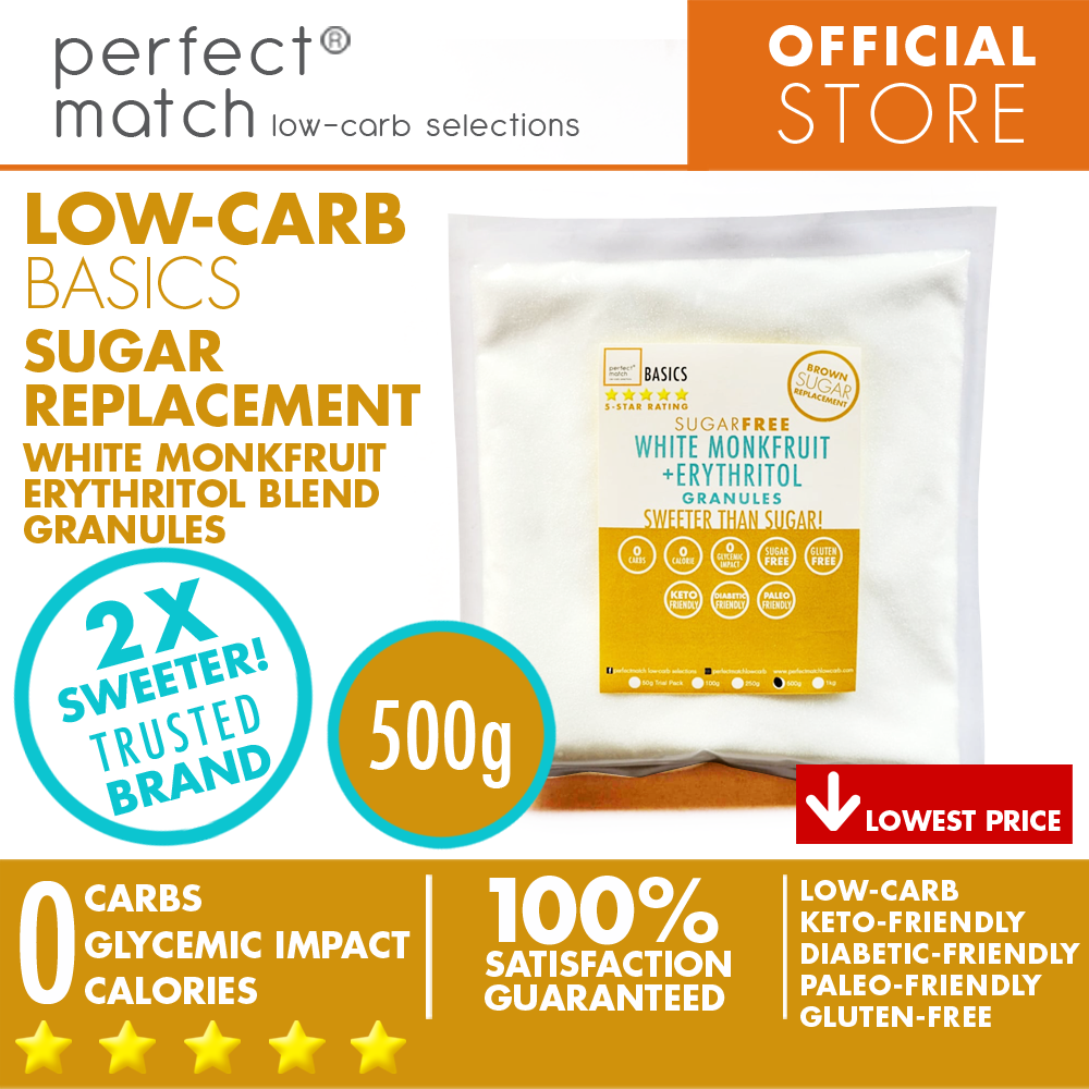 PerfectMatch Low-carb® l White Monkfruit Erythritol Blend Granules I Sugar-Free l Keto-Friendly l Paleo-Friendly l Gluten-Free l Sugar Replacement