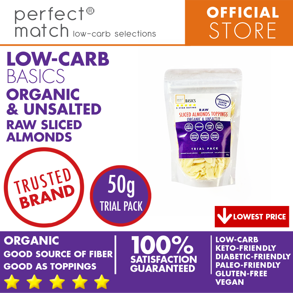 PerfectMatch Low-carb® l Sliced Almonds I Low-carb l Keto-Friendly l Paleo-Friendly l Gluten-Free l Diabetic- Friendly l Vegan l Good Source of Fiber