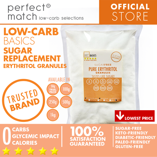 PerfectMatch Low-carb® l Pure Erythritol Granules I Sugar-Free l Keto-Friendly l Paleo-Friendly l Gluten-Free l Sugar Replacement