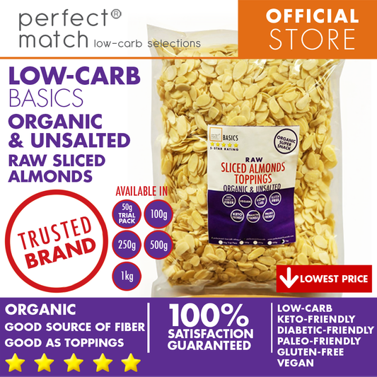 PerfectMatch Low-carb® l Sliced Almonds I Low-carb l Keto-Friendly l Paleo-Friendly l Gluten-Free l Diabetic- Friendly l Vegan l Good Source of Fiber