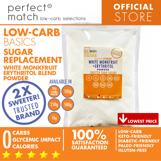 PerfectMatch Low-carb® l White Monkfruit Erythritol Blend Powder I Sugar-Free l Keto-Friendly l Paleo-Friendly l Gluten-Free l Sugar Replacement