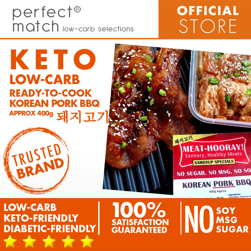 PerfectMatch Low-carb l Ready to Cook l Keto Samgyup Korean Pork BBQ l Meathooray l No Soy l No Sugar l No MSG l 400g