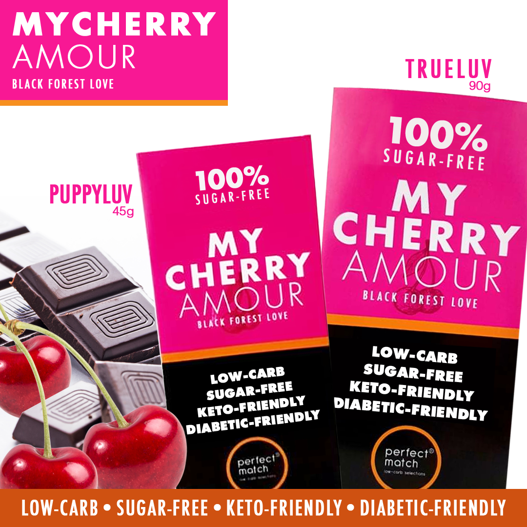 PerfectMatch Low-carb l Keto Sugar-Free Chocolate Black Forest l My Cherry Amour 45g l Sugarfree