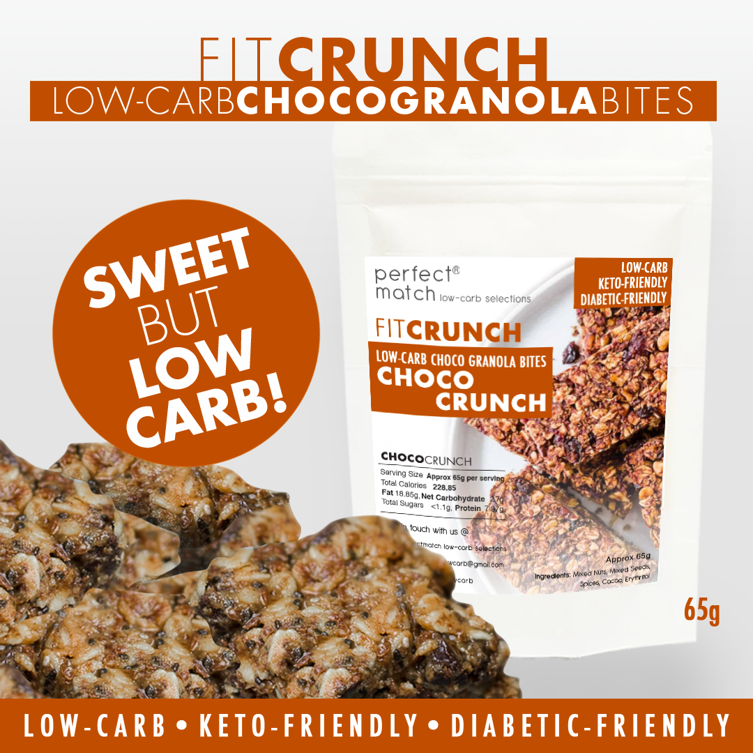 PerfectMatch Low-carb Keto Fit Crunch Choco Granola Bites l Choco Crunch l 65 grams l Sugar-free