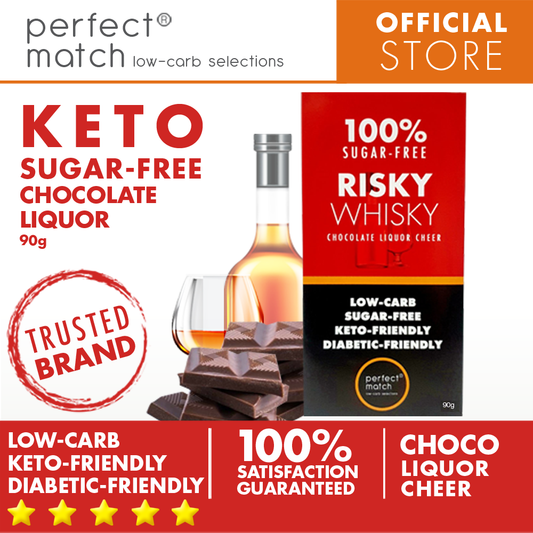 PerfectMatch Low-carb l Keto Sugar-Free Chocolate Liquor I Risky Whisky 90g l Sugarfree