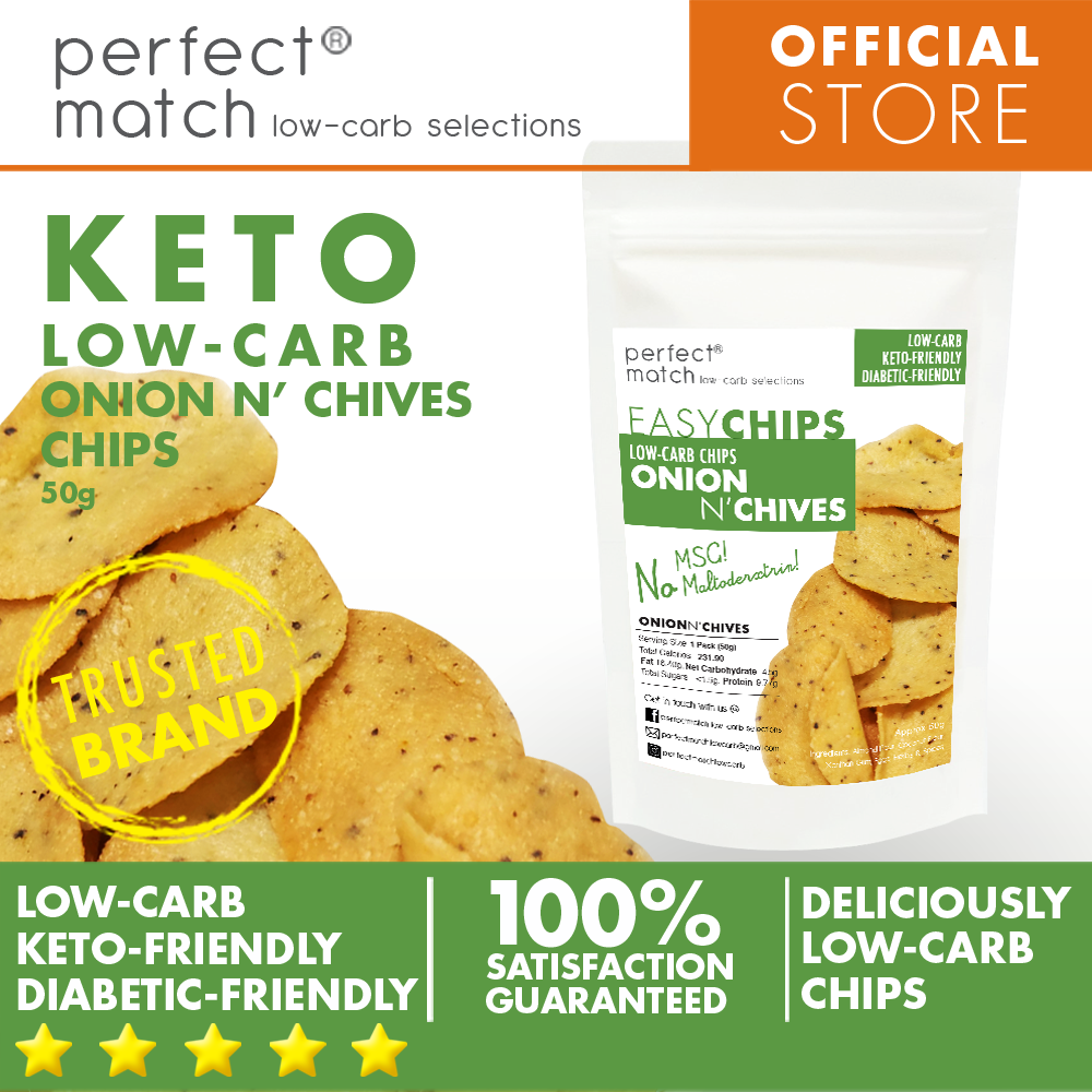PerfectMatch Low-carb Keto Chips l Onion N’ Chives l 50 grams l Sugar-free