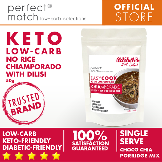 PerfectMatch Low-carb l Keto Champorado Mix l Chiamporado w/ Dilis Single Bowl 50 l Sugarfree