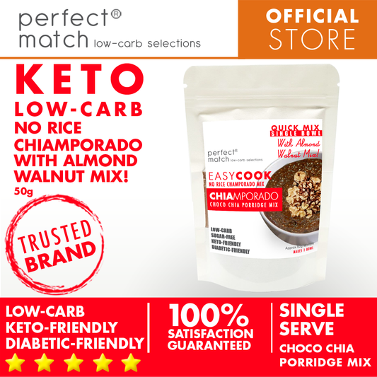 PerfectMatch Low-carb l Keto Champorado Mix l Chiamporado Regular Single Bowl 50g l Sugarfree